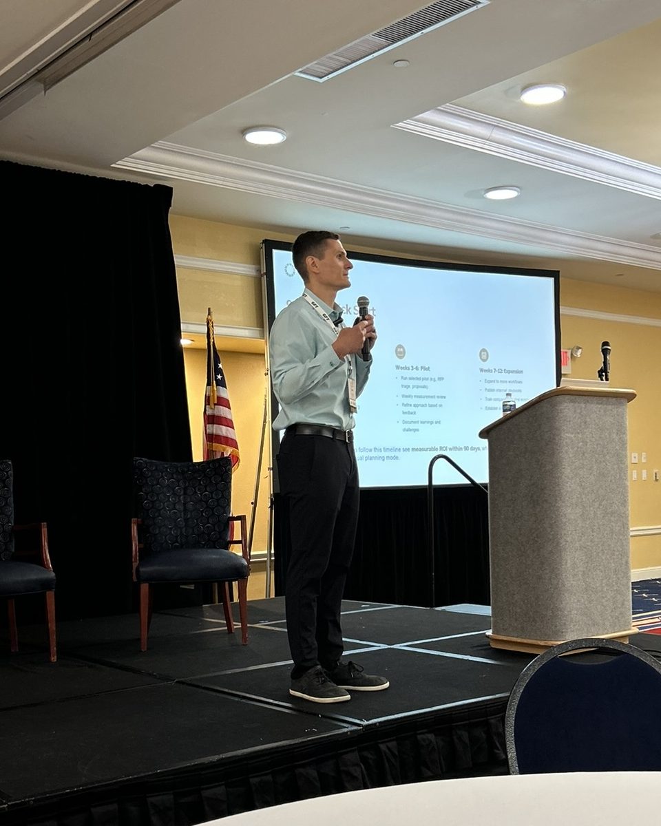 Shane Chalupa presenting to a room of business leaders